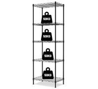 WORKPRO Estantería de Alambre de 5 Niveles, Metal, Almacenaje Con Estantes Ajustables, 4 Ganchos y 5 Paneles de PP, Carga Total de 250 kg, Para Garaje, Cocina, Dormitorio