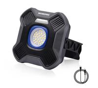 WORKPRO Foco LED Recargable con Imanes, 5 Modos, Base Giratoria 180°, 2000LM Luz de Trabajo Portátil, con Batería 4000mAh para Camping, Jardín, Pesca, Garaje y Emergencias