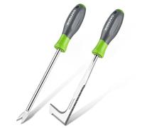 WORKPRO Herramientas de Deshierbe 2 Piezas, Extractor y Horquilla para Malas Hierbas y Grietas, Desherbador Manual y Filo Dentado, Azadillas para Jardinería