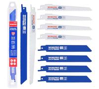 WORKPRO Hojas de Sierra de Sable 6 Piezas, Cuchillas BIM para Metal y Madera, 14/18/24/6 TPI, Set con Caja para Corte en Metal, Madera y Plástico