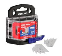 WORKPRO Juego de 50 Cuchillas de Recambio, Hojas Trapezoidales de Acero SK5 para Cúter Profesional y Cortador