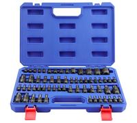 WORKPRO Juego de 60 Piezas de Llaves de Vaso y Puntas Torx, de 1/4", 3/8" y 1/2", Vasos Hembra E-Torx E4-E24, Vaso de Ajuste a Presión T6-T70, Acero Aleado Cr-V y S2