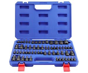 WORKPRO Juego de 60 Piezas de Llaves de Vaso y Puntas Torx, de 1/4", 3/8" y 1/2", Vasos Hembra E-Torx E4-E24, Vaso de Ajuste a Presión T6-T70, Acero Aleado Cr-V y S2