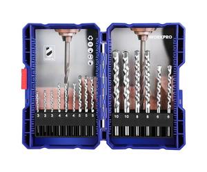 WORKPRO Juego de Brocas 15 Piezas, con Maletín para Hormigón y Ladrillo