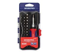 WORKPRO Juego de destornilladores con mango de trinquete, 38 piezas, 19 x 9.5 x 9.5 pulgadas
