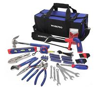 WORKPRO Juego de Herramientas Básicas y Accesorios 156-piezas con Bolsa, Herramientas manuales para hogar con Alicates Destornilladores Llaves Hexagonales etc para Bricolaje