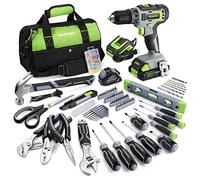 WORKPRO Juego de herramientas para el hogar con taladro eléctrico, 157 piezas de taladros eléctricos con destornillador inalámbrico de iones de litio de 20 V, kit de herramientas para el hogar para