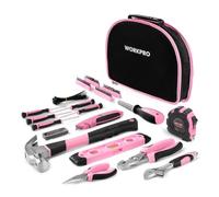 WORKPRO Juego de Herramientas Rosa 103 Piezas con Bolsa | Kit de Herramientas para Hogar, Incluye Alicates, Destornilladores, Martillo y Llaves