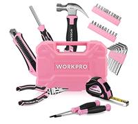 WORKPRO Juego de Herramientas Rosa 35 Piezas con Maletín | Kit De Herramientas Básicas Para Bricolaje, Reparaciones Del Hogar Y Mantenimiento Diario