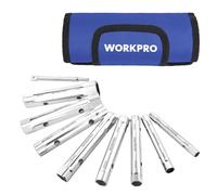 WORKPRO Juego de Llaves de Tubo 9 piezas, Llave de Tubo para Válvula de Ducha, para Bricolaje y Reparaciones de Automóviles, con Barra Giratoria y Bolsa de Almacenamiento