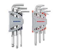 WORKPRO Juego de Llaves Hexagonales y Torx, 18 Piezas | Llaves Allen Cr-V con Punta Esférica de 1,5-10mm para Bicicletas, Automóviles y Reparaciones Mecánicas