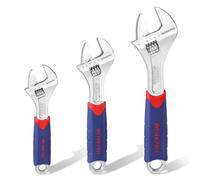 WORKPRO Juego de Llaves Inglesas Ajustables 3 Piezas Cr-V | 150/200/250mm, Gran Apertura, Mango Ergonómico Antideslizante para Fontanería y Reparación