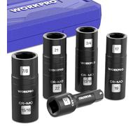 WORKPRO Juego de Vasos de Impacto 5 Piezas 1/2", Doble Cabeza | Llaves de Impacto con Barra y Estuche, para Tuercas, Pernos, Reparación de Coches y Taller