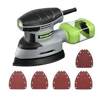 WORKPRO Lijadora de detalles, lijadora eléctrica compacta de 13.000 OPM con 15 papeles de lijadora, lijadora de mano de 1.6 A para espacios reducidos