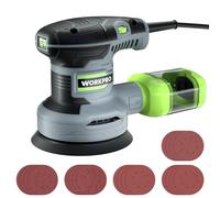 WORKPRO Lijadora excéntrica de 125 mm, 300 W, lijadora 7000-13000 OPM, multilijadora con aspiración y depósito de polvo, incluye 20 unidades de papel de lija