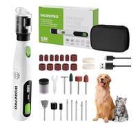 WORKPRO Lima De Uñas Eléctrica para Perros y Gatos, Silenciosa, 6 Velocidades Ajustables, 3 Puertos, Amplia Compatibilidad, Kit con 70 Accesorios
