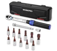 WORKPRO Llave Dinamométrica, 1/4", 2-26Nm, 14 Piezas | Precisión de ±3%, Carraca de 72 Dientes con Barra de Extensión para Bicicletas, Motos y Automóviles