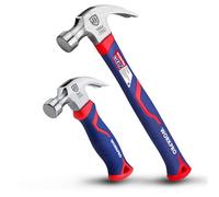 WORKPRO Martillo de Carpintero 2 Piezas, Martillo de Uñas 720 g y 340 g, Martillo de Garra con Mango Ergonómico Antideslizante, para Carpintería, Bricolaje y Reparaciones de Madera