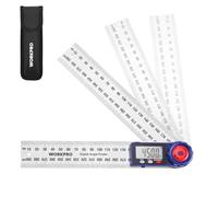 WORKPRO Medidor de Angulos Digital 200 mm 2 en 1, Transportador de Angulos de Pantalla Digital de Giratorio 360°, LCD y Función de Bloqueo, Regla Electronica para Ingeniería y Carpintería