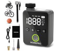 WORKPRO Mini Compresor de Aire Portátil Inalámbrico 8V, Bomba de Aire Recargable 140 PSI (9,78 bar) - Inflador Portátil para Moto, Bicicleta, Pelotas, Linterna y Banco de Energía