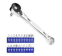 WORKPRO Mini Llave de Trinquete de 1/4", Doble Extremo, 20 Puntas de Trinquete, Mango de 72 Dientes, Herramienta para Reparación de Automóviles, Mantenimiento Mecánico y Uso Diario