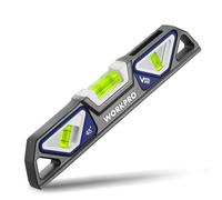 WORKPRO Nivel Magnético de 25 cm con 3 Burbujas (45°/90°/180°), Doble Vista Patentada, Aleación de Aluminio con Imán Fuerte y Agujero para Colgar, Mediciones Precisas