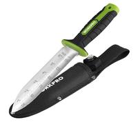 WORKPRO Paleta de Jardín 31 cm Tipo Hori Hori, Herramienta de Jardinería con Hoja Dentada y Recta, Marcas de Profundidad, Orificio para Colgar y Funda para Desherbar, Plantar y Cavar