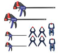 WORKPRO Paquete de 10 abrazaderas para carpintería, abrazaderas de barra de 12 y 6 pulgadas, 2 abrazaderas de madera de trinquete de liberación rápida y 4 abrazaderas de resorte, abrazaderas F