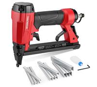 WORKPRO Pistola de Grapas Neumática 22 GA, Grapadora Neumática, Grapadora de Aire Comprimido para Grapas 6-16 mm, con 1884 pcs Grapas (6mm/10mm/16mm)