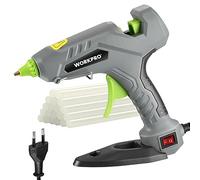WORKPRO Pistola de pegamento caliente 60 W con 20 varillas de pegamento 11 x 100 mm, pistola de pegamento eléctrica de calentamiento rápido para reparación, arte y bricolaje, verde gris negro
