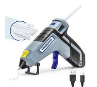 WORKPRO Pistola de Silicona Caliente Inalámbrica con 20 Barras (7x100 mm), 3,6V Pistola de Pegamento Termofusible con Boquilla de Menos Goteo, USB-C Recargable, Ideal para Bricolaje y Decoración