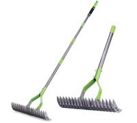 WORKPRO Rastrillo Escarificador Césped 178cm Heavy Duty Ajustable | Cabezal Ajustable y Mango Telescópico para Eliminar Hierba Muerta, Restos de Corte y Mejorar el Suelo