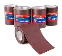 WORKPRO Rollos de Papel de Lija, 4 Piezas, 5m×93mm | Incluye Granos 60, 120, 180 y 240 para Madera, Metal, Pintura y Trabajos de Acabado Manual