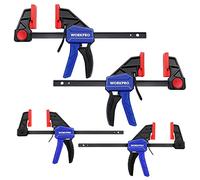 WORKPRO Sargentos de Barra, 4-piezas Abrazaderas de Barra, Herramientas para Carpintería Madera, Ancho de Tramo 120mm/150mm, Rango de Expansión 200mm/270mm, Fuerza de Sujeción 23kg/68kg