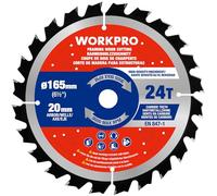 WORKPRO Sierra Circular 165 x 20 mm 24 dientes, TCT Disco de Corte para Madera, Madera Contrachapada, MDF, Paneles de Yeso, Laminado, Plástico