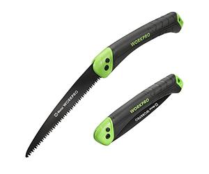 WORKPRO Sierra de Podar, Sierra Plegable, Serrucho de Poda con Bloqueo Seguro, Hoja de Sierra Bi-material D6A y M2, Sierra Plegable de Agarre Suave para Madera, Jardinería
