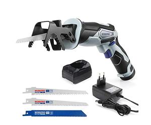 WORKPRO Sierra Sable Inalámbrica, Sierra Alternativa 12 V con Batería de 2000 mAh, Velocidad Variable hasta 2900 rpm, Carga Rápida, Podadora Inalámbrica con 3 Hojas de Sierra para Madera y Metal