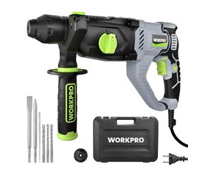 WORKPRO Taladro Percutor Eléctrico 1050W, 4 Funciones con Brocas SDS Plus