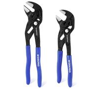 WORKPRO Tenaza Llave de 2 Piezas, 180mm/255mm, Juego de Llave de Alicate de Cr-V, Llave Ajustable, Tenazas con Mandíbula de Autoajuste, Apertura Máxima de Mandíbula 40mm/50mm