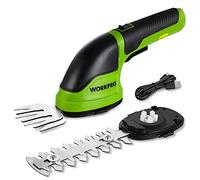 WORKPRO Tijeras Cortacésped y Arreglasetos 2 en 1, 3,6 V Cortasetos a Batería 2 Ah, Tijeras Arreglaseto con 2 Tipos de Cuchillas Ancho de Corte 75 mm, 118 mm, Herramienta para Jardín (Verde)