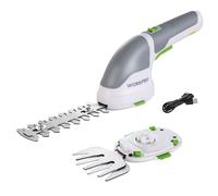 WORKPRO Tijeras Cortacésped y Arreglasetos 2 en 1 3,6V con 2 Cuchillas | Batería 2Ah y Cuchillas de 75mm y 118mm para Cortar Césped y Arbustos con Mayor Comodidad，Blanco