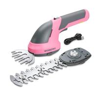WORKPRO Tijeras Cortacésped y Arreglasetos 2 en 1, 7,2 V Cortasetos a Batería 2 Ah, Tijeras Arreglaseto con 2 Tipos de Cuchillas Ancho de Corte 100 mm, 150 mm, Herramienta para Jardín (Rosa)