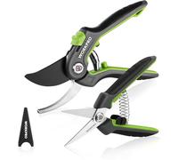 WORKPRO Tijeras de Podar 2-piezas, Tijeras Curva 210mm y Tijeras Recta 160mm, Tijeras de Jardín Corte 5mm/19mm, con Bloqueo de Seguridad, Herramientas Jardinería