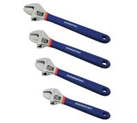 WORKPRO W003205 - Juego de llaves ajustables, construcción de acero al cromo vanadio, asas antideslizantes cómodas, (paquete de 4), zinc