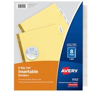 Worksaver Big Tab reforzada separadores W/clara pestañas, 8-Tab, carta, Buff, 1/Set, total 48 ST, se vende como 1 Carton