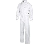 WORKTEAM Buzo de Trabajo Estilo Italiano con Cuello Camisero, Cremallera Doble Tirador, Multibolsillos y Espalda Elástica. Unisex Blanco 66