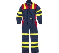 WORKTEAM C5099 Buzo o Mono Ignífugo Combinado, Antiestático con protección para Soldadura y Arco Eléctrico, Visibilidad Realzada, Cintas Fluorescentes Amarillas y Triple Costura. Unisex Azul XL
