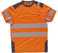 Workteam Camiseta Manga Corta Trabajo, Alta Visibilidad en Poliéster Micropiqué, Cintas Reflectantes Discontinuas, EN 20471. Clase 1. Unisex Naranja A.V.+Gris Oscuro 3XL