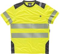 Workteam Camiseta Manga Corta Trabajo, Alta Visibilidad en Poliéster Micropiqué, Cintas Reflectantes Discontinuas, EN 20471. Clase 1. Unisex Amarillo A.V.+Gris Oscuro 3XL