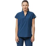 WORKTEAM Casaca Sanitaria Mujer, Manga Corta, Tejido Elástico, Cuello Mao Cremallera Bolsillos Laterales, para Médico, Enfermera, Dentista, Estética, Veterinaria, Limpieza. Mujer Azafata M